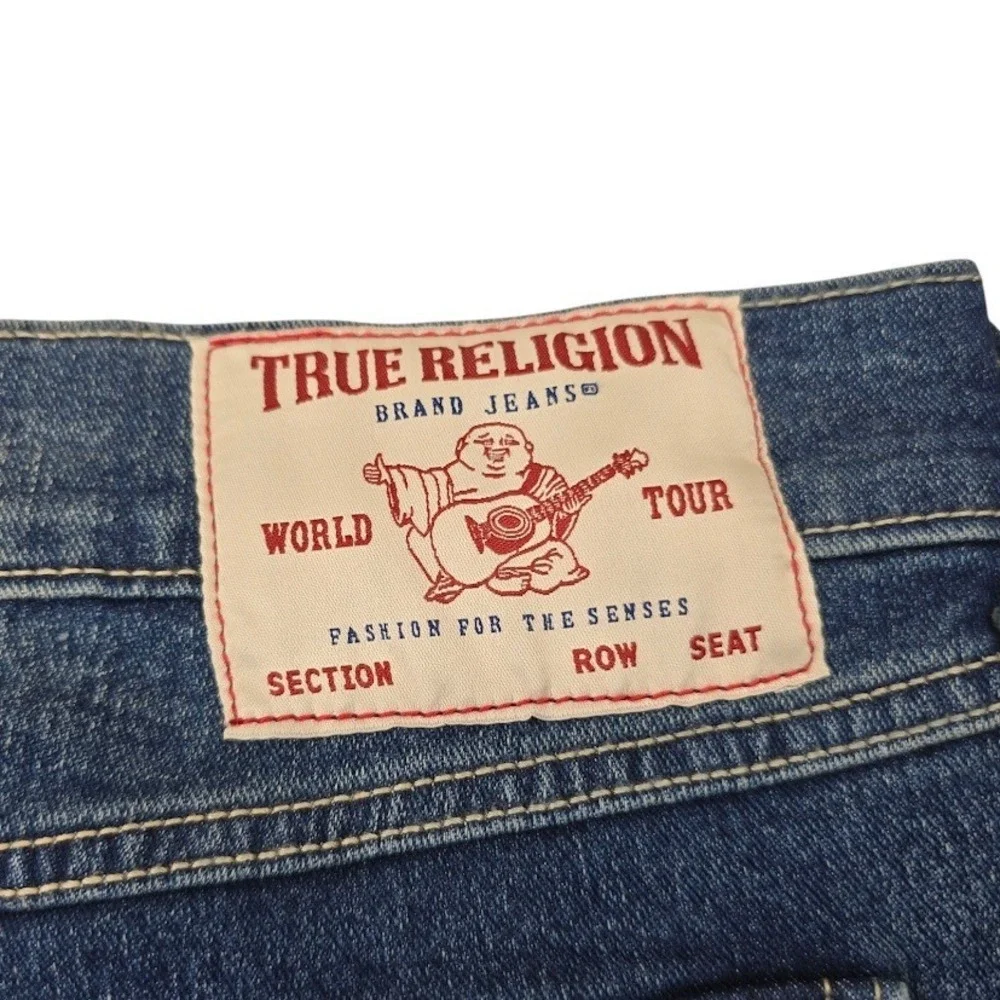 True Religion Rocco Jeans Men 36 Blue Cotton Relaxed Skinny Flap Pocket Designer